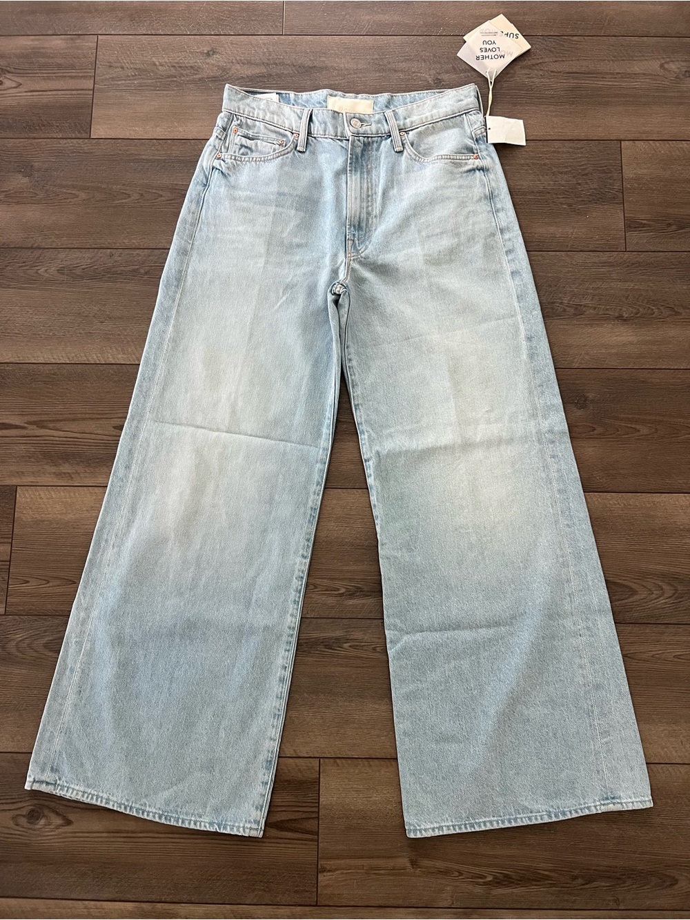 NWT MOTHER The Ditcher High Rise Wide Leg Jeans in Few & Far Between Sz 28